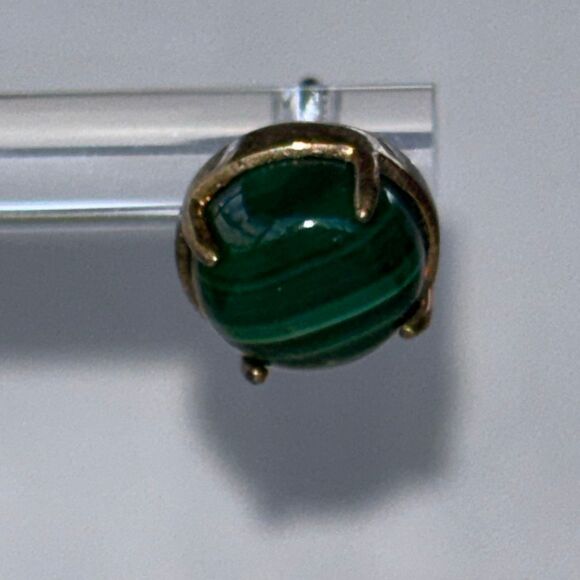 925 sterling silver STS malachite statement ring + stud earrings Sz 9 w/emeralds - Picture 11 of 12